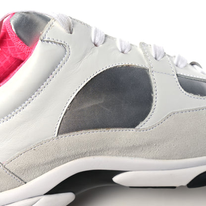 Chanel Calfskin Fabric Sneakers 41 White Silver Fluo Pink 7 of 9