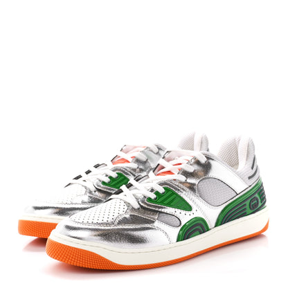 Gucci Laminated Textured Dollar Calfskin Mens Good Game Basketball Low Top Sneakers 11 Silver 3 of 10