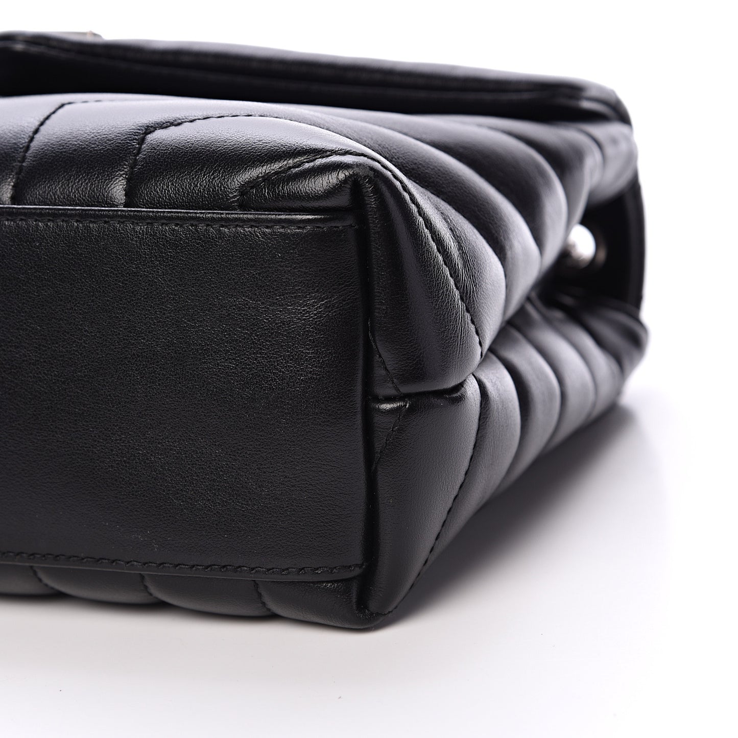 Calfskin Y Quilted Monogram Small Loulou Chain Satchel Black