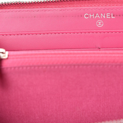Chanel Caviar Quilted Large Gusset Zip Around Wallet Pink 14 of 16