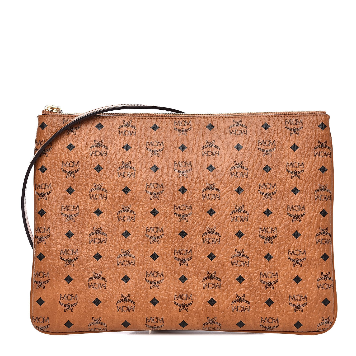 MCM Visetos Medium Crossbody Pouch Cognac 1 of 9
