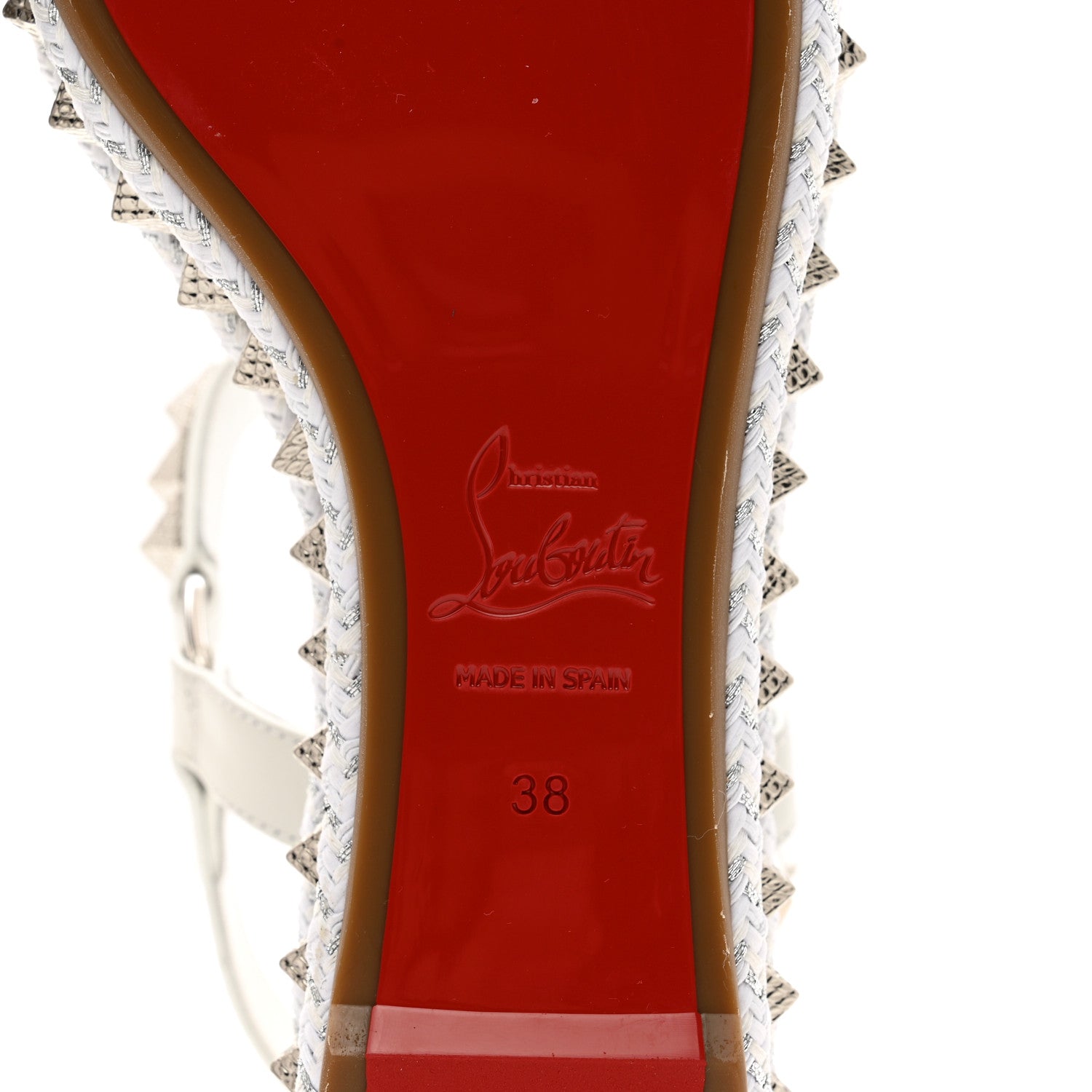 Christian Louboutin Calfskin Bianco Pyraclou 60 Platform Sandals 38 White Silver 5 of 8