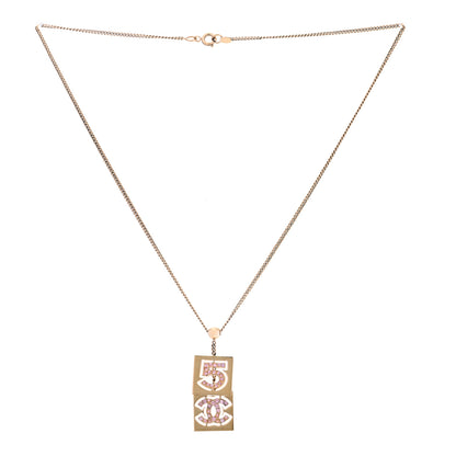 Chanel Crystal CC No.5 Necklace Gold Pink 3 of 5