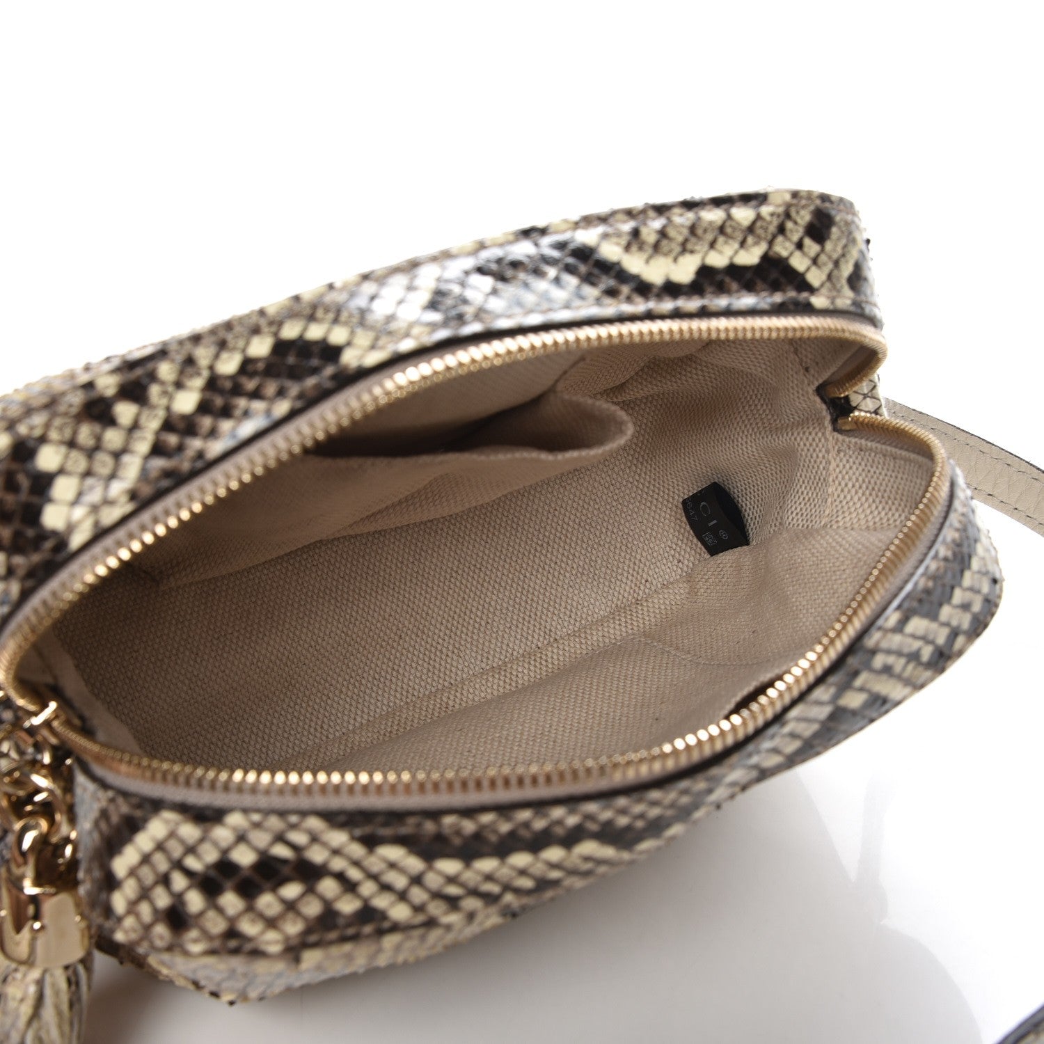 Gucci Python Small Soho Disco Bag Off White Nut Brown Beige 5 of 7