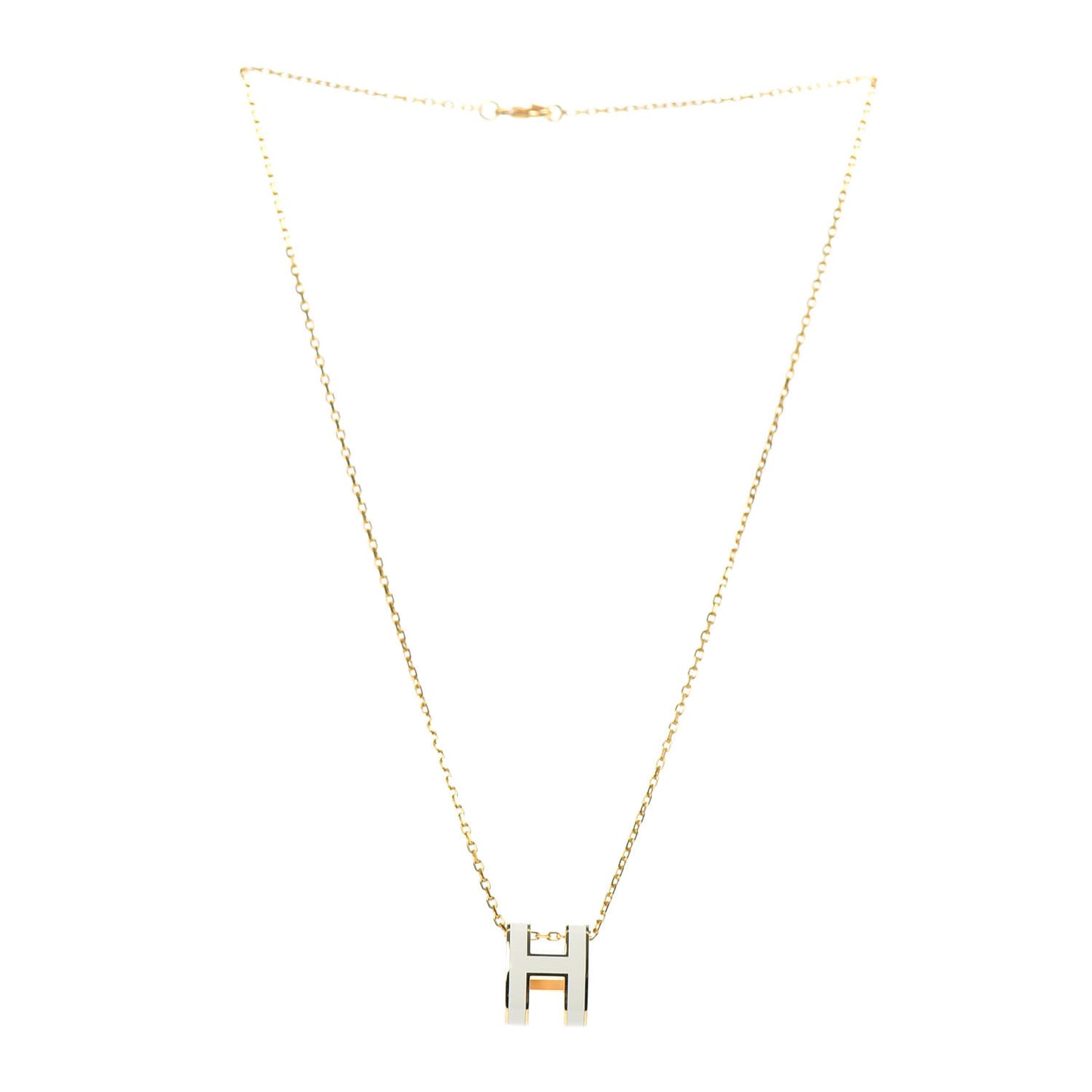 Lacquered Gold Mini Pop H Pendant Necklace White