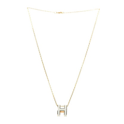 Hermes Lacquered Gold Mini Pop H Pendant Necklace White 3 of 6