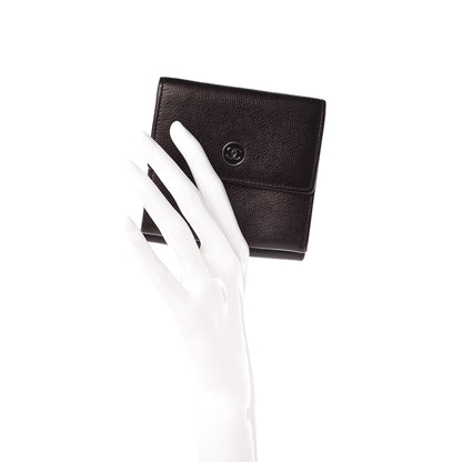 Chanel Grained Calfskin CC Button Compact Wallet Dark Brown 2 of 8