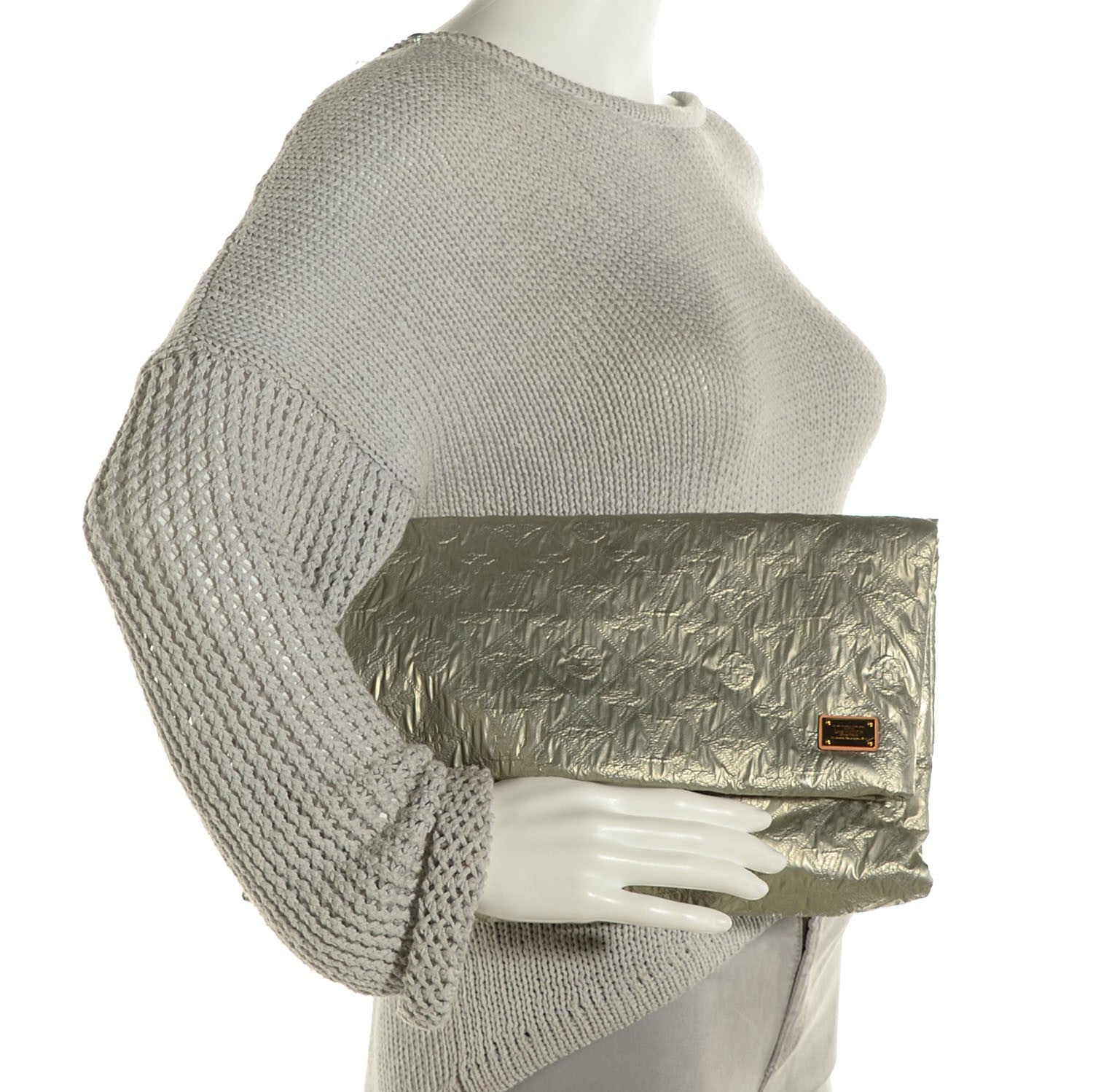 Louis Vuitton Jacquard Quilted Monogram Limelight Clutch GM Perle 2 of 5