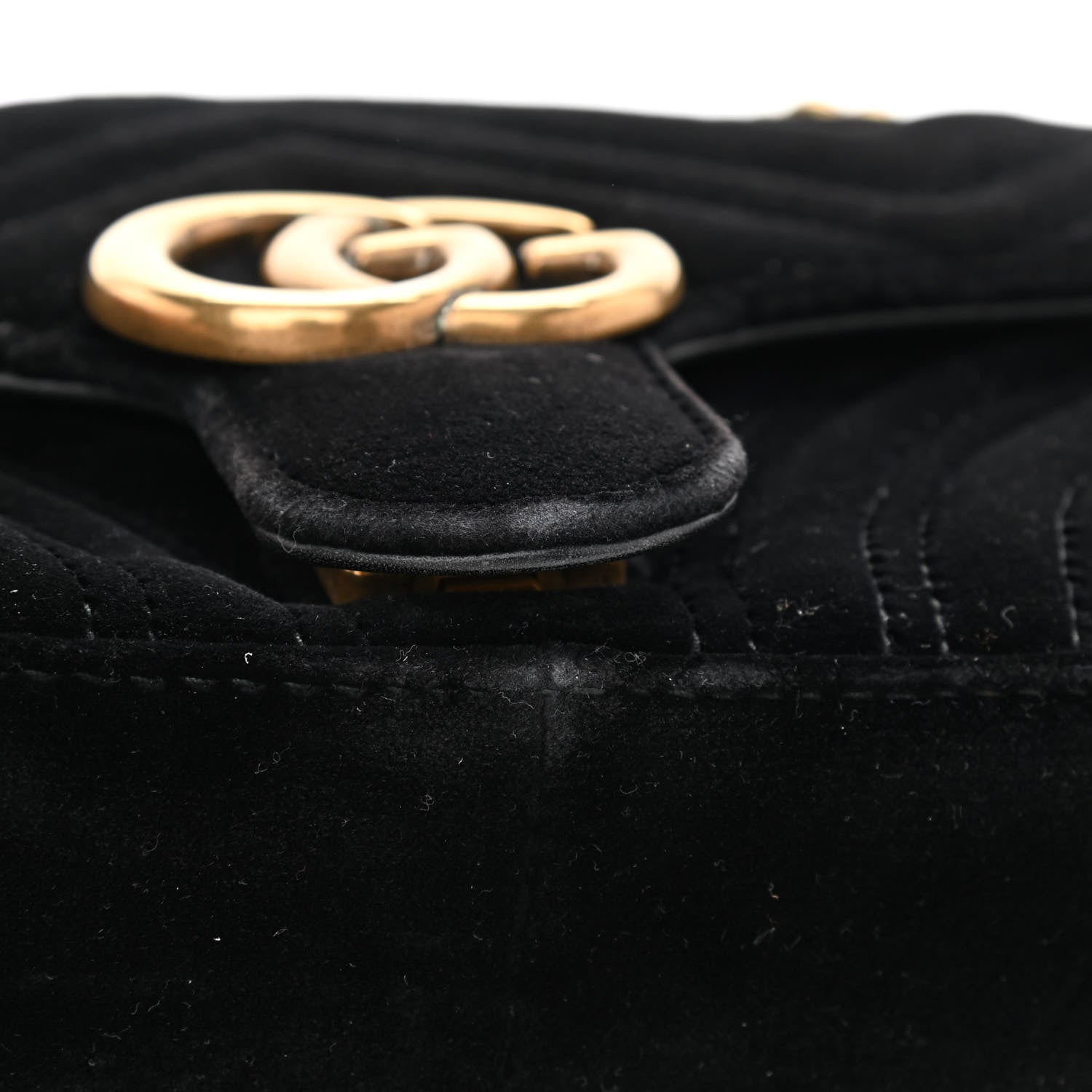 Gucci Velvet Matelasse Mini GG Marmont Shoulder Bag Black 10 of 11