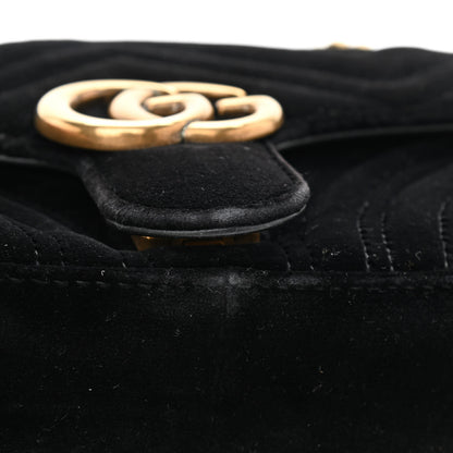 Gucci Velvet Matelasse Mini GG Marmont Shoulder Bag Black 10 of 11