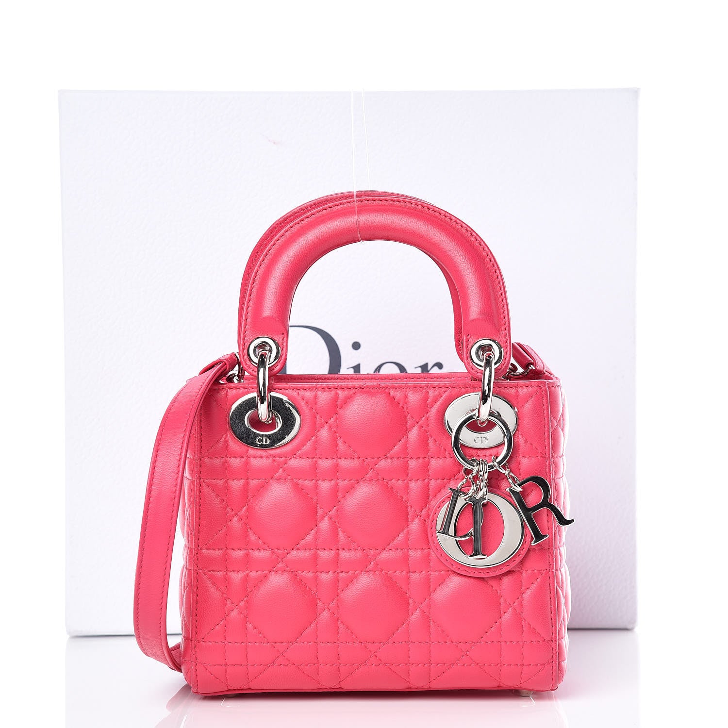Christian Dior Lambskin Cannage Mini Lady Dior Fuchsia 12 of 12