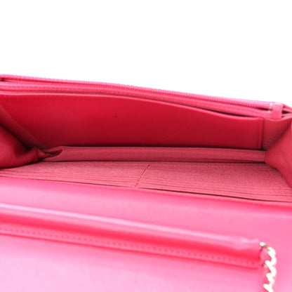 Chanel Lambskin Quilted Wallet on Chain WOC Dark Pink 4 of 11