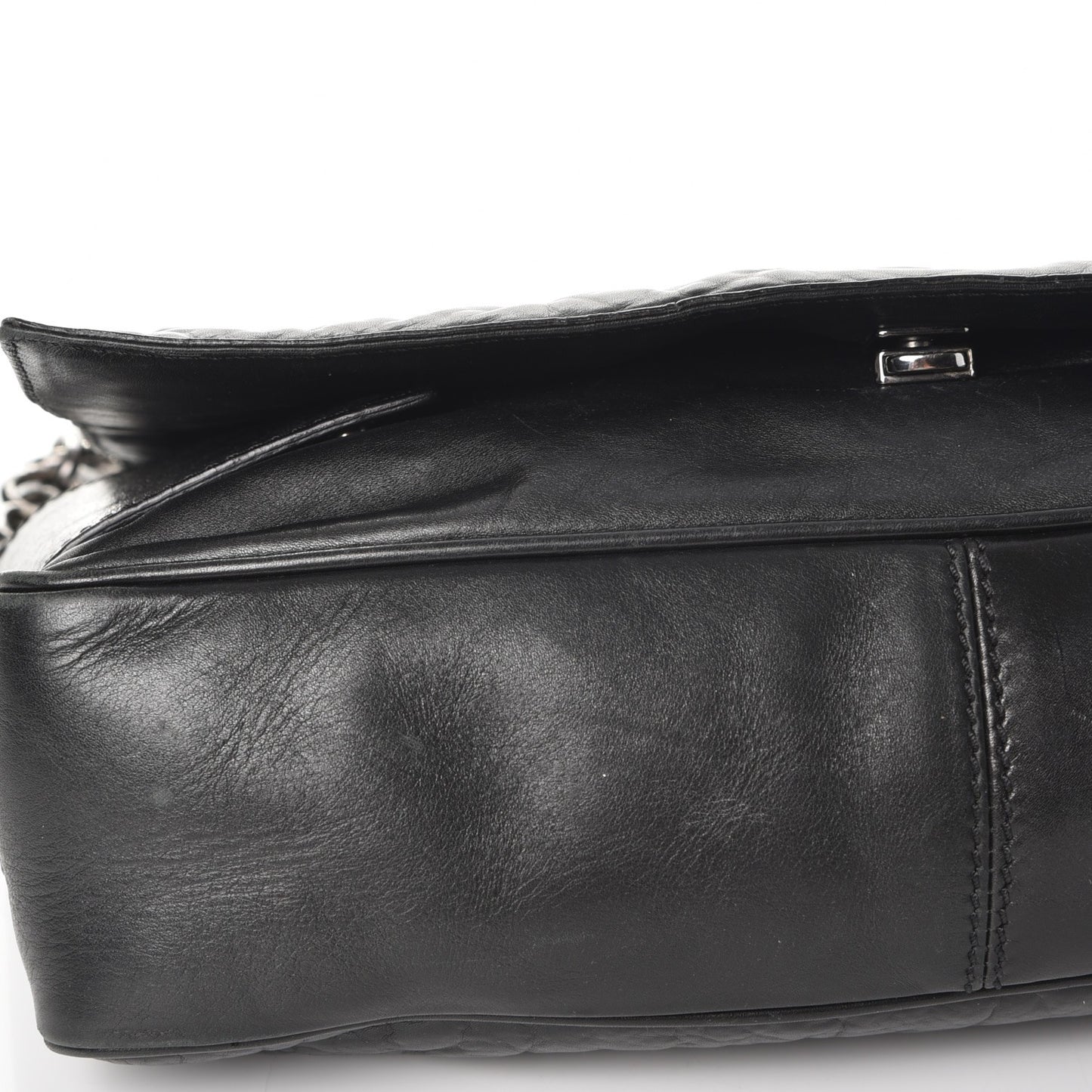 Calfskin Cable Embossed Leather Eve Shoulder Bag Black