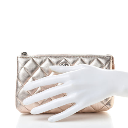 Chanel Metallic Lambskin Quilted Small Cosmetic Pouch Light Pink 2 of 9