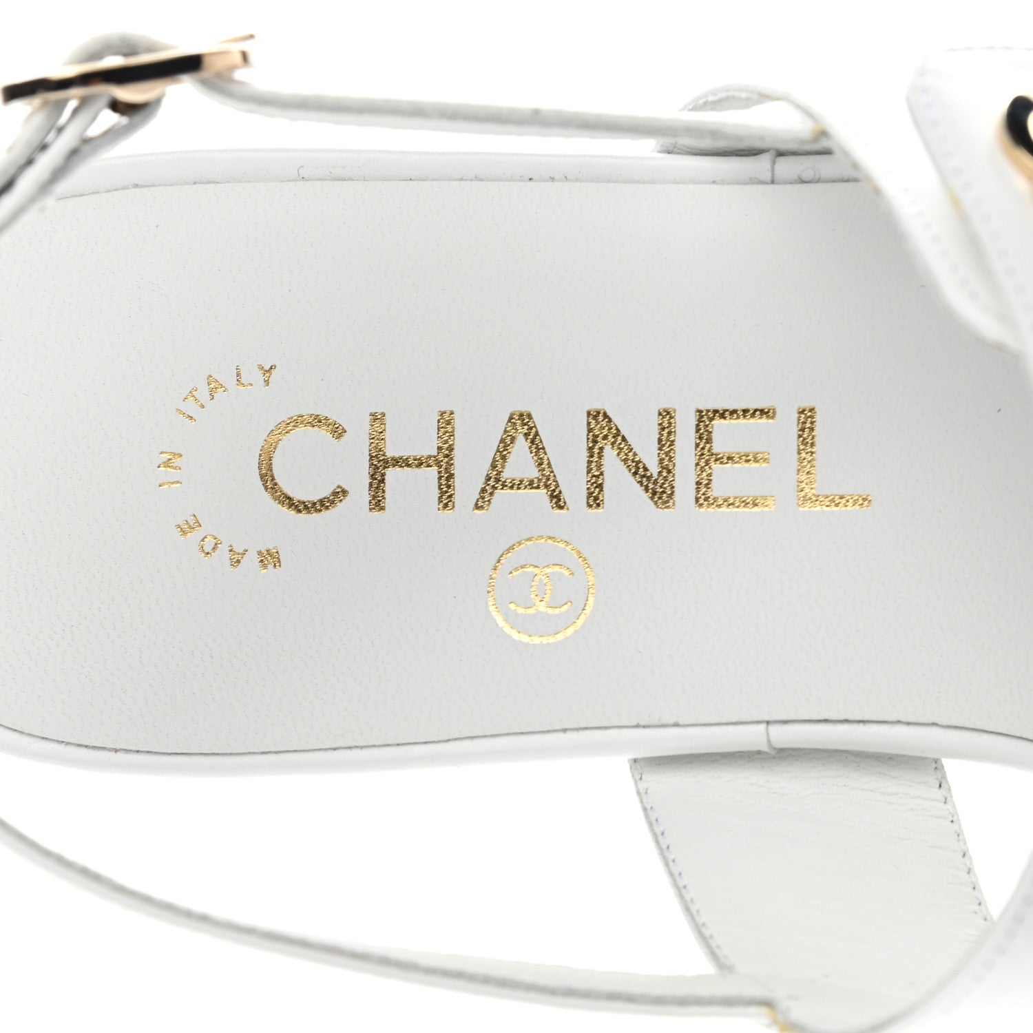 Chanel Lambskin CC Thong Sandals 38 White 7 of 8
