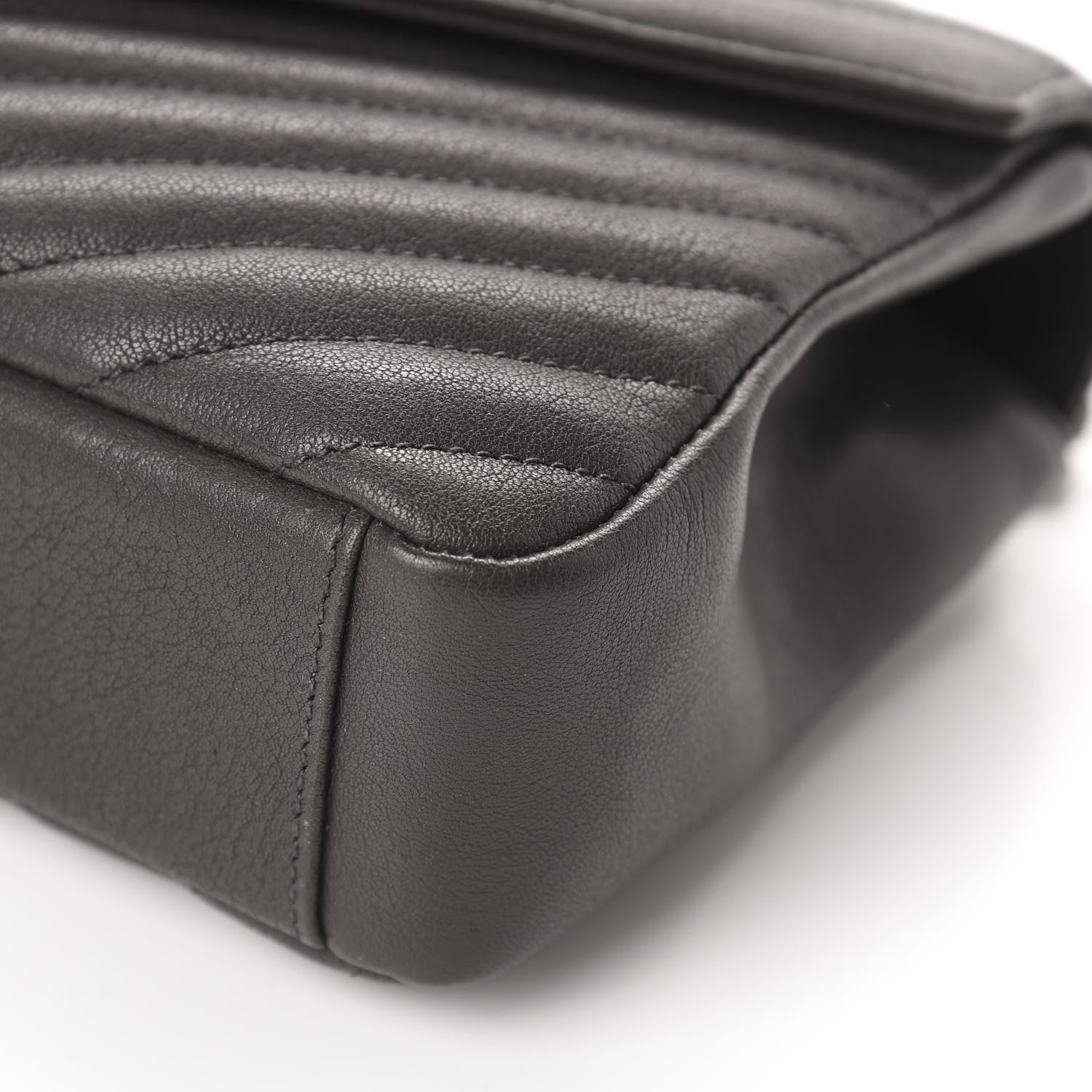 Saint Laurent Sheepskin Matelasse Chevron Monogram Medium College Bag Asphalt 7 of 13