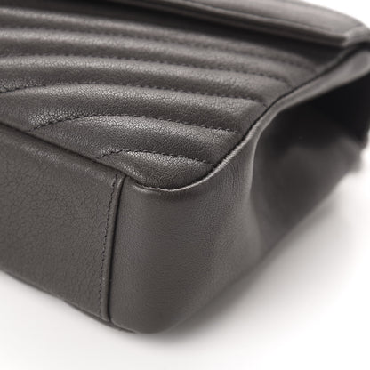 Saint Laurent Sheepskin Matelasse Chevron Monogram Medium College Bag Asphalt 7 of 13