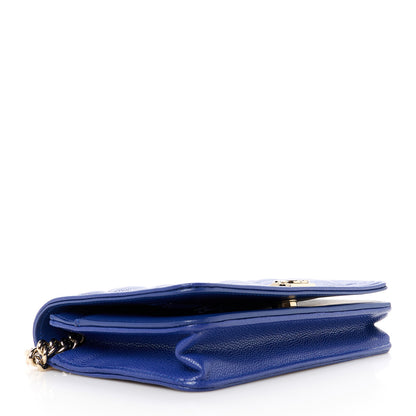 Chanel Caviar Quilted Boy Wallet On Chain WOC Blue 4 of 12