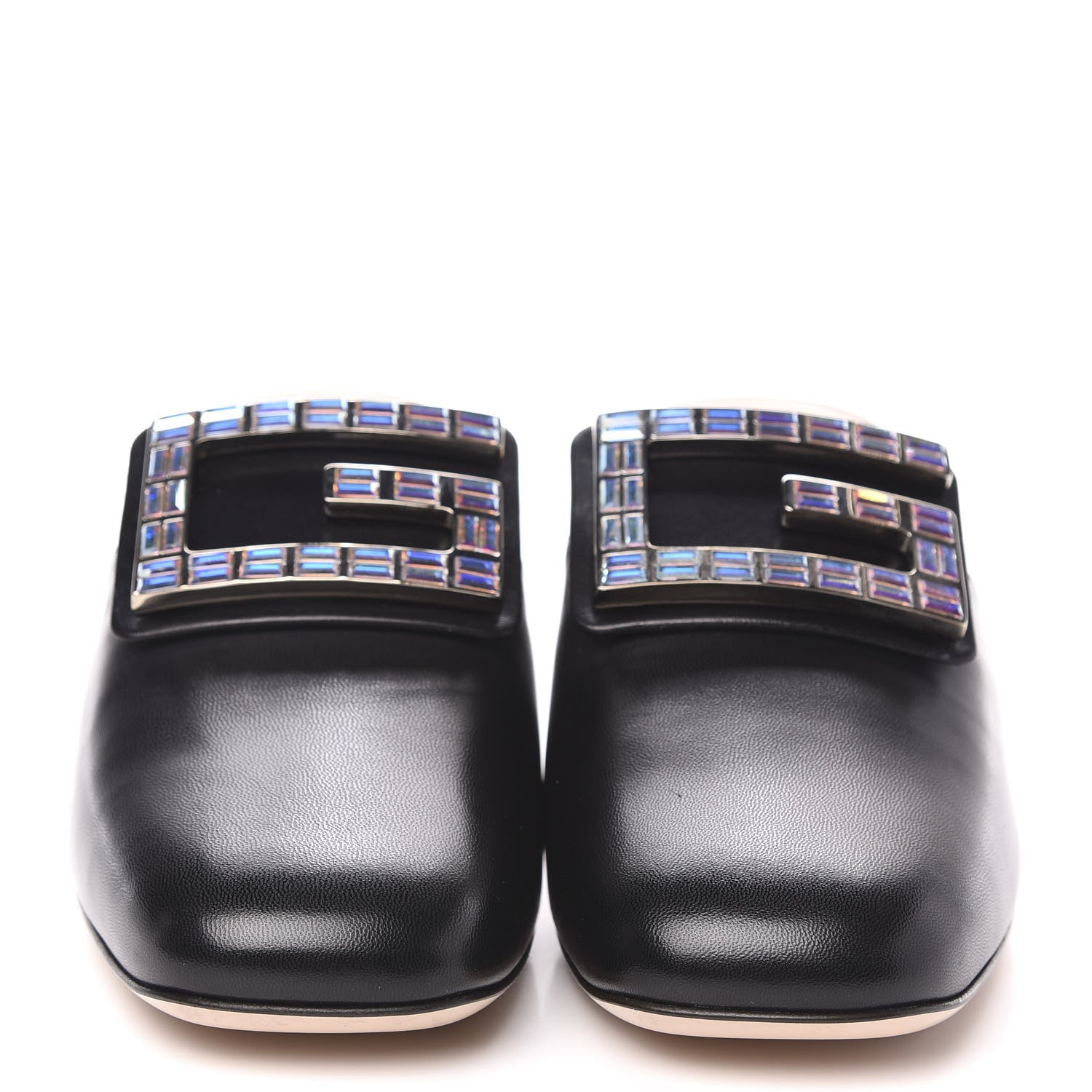 Gucci Malaga Kid Crystal Square G Madelyn Mules 37 Black 2 of 11