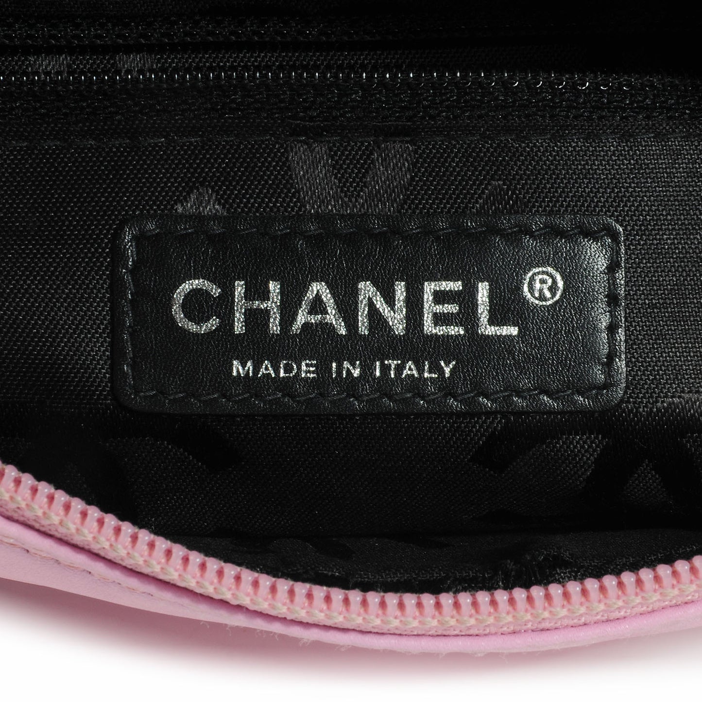Calfskin Quilted Cambon Pochette Pink Black