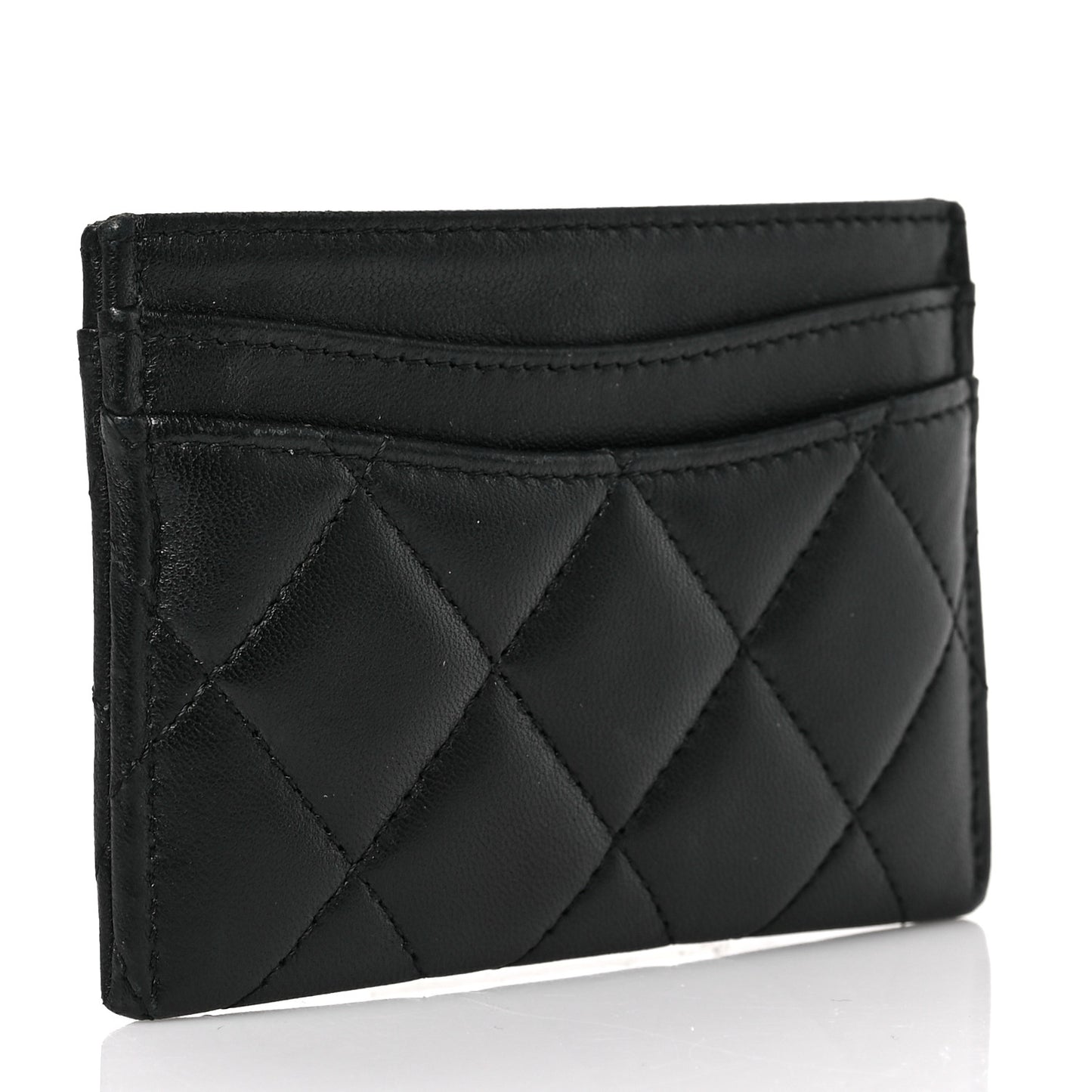 Lambskin Quilted Card Holder Black