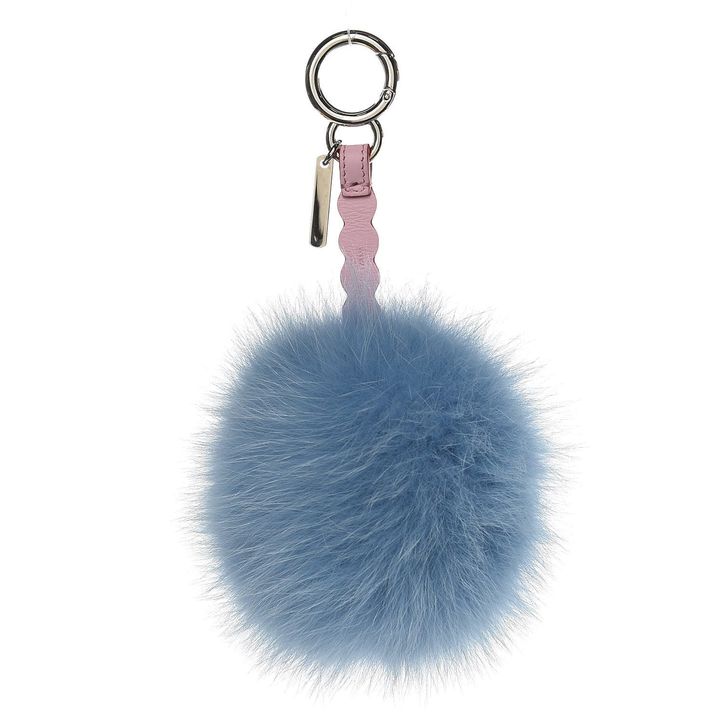 Fox Fur Vitello Dolce Heart Studded Pom Pom Bag Charm Nebula Rosso