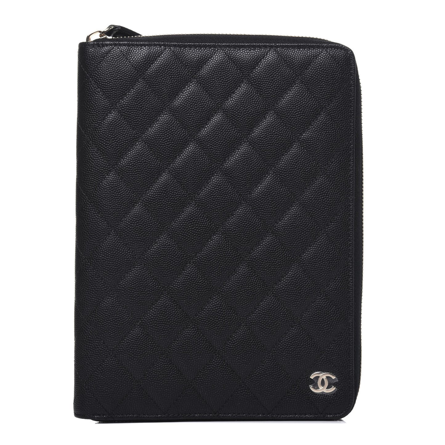 Caviar Quilted Zip Around Notebook Agenda Cover Black