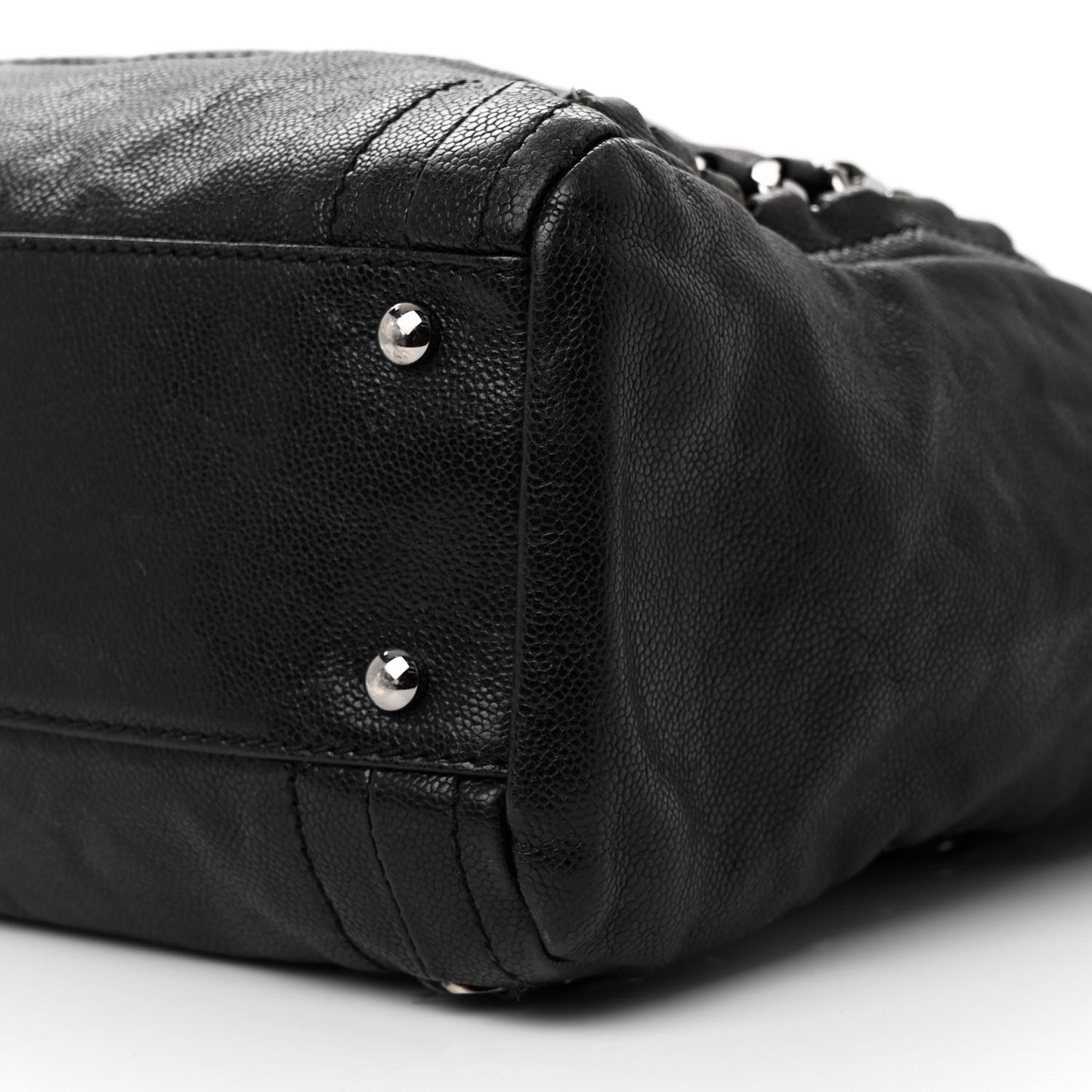 Glazed Calfskin Modern Chain Tote Black