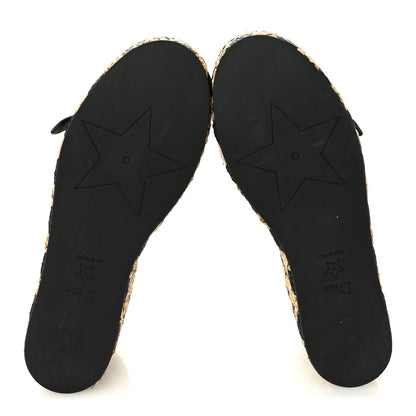 Christian Dior Raffia Calfskin L'Amazone Wedge Sandals 37 Black Natural 6 of 9