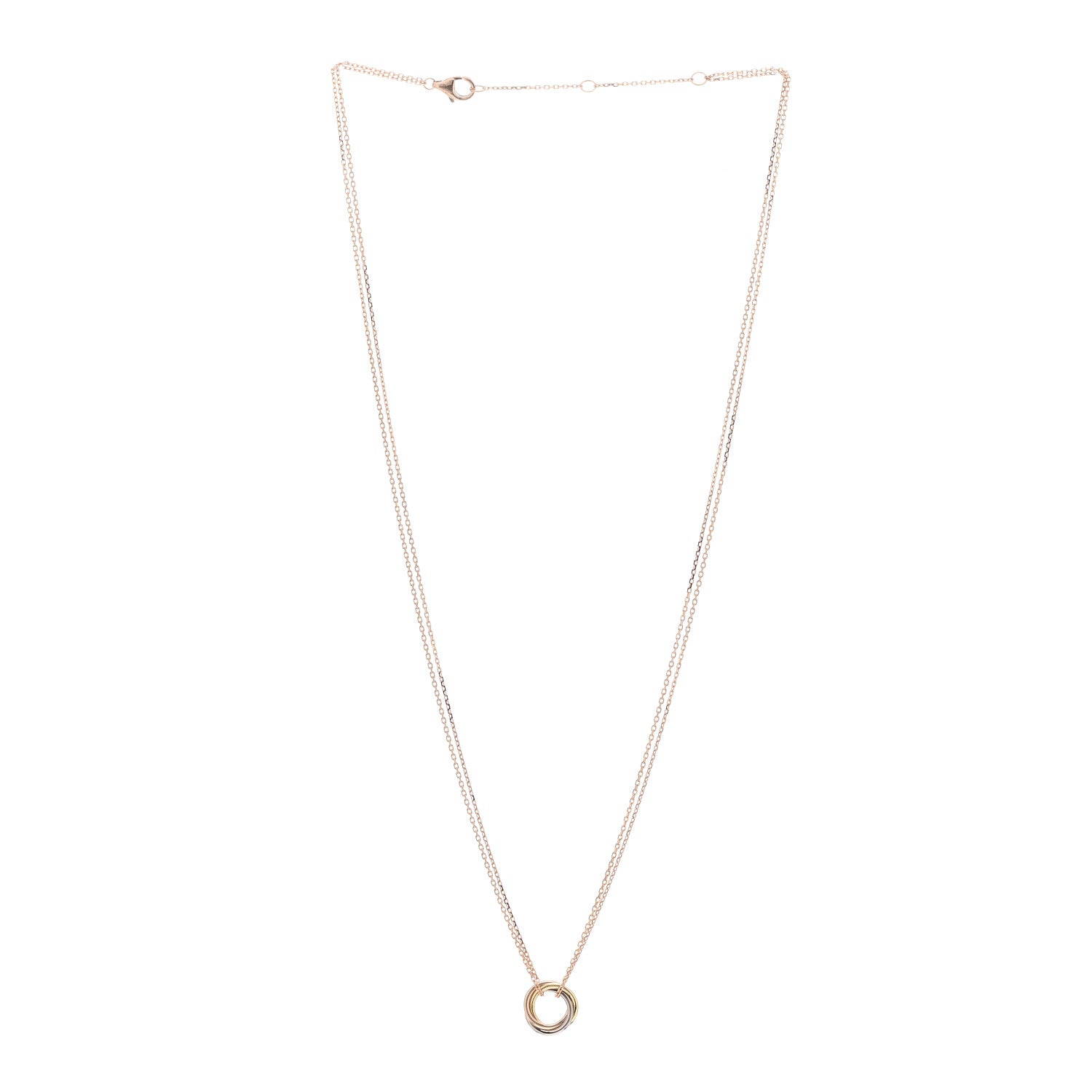 Cartier 18K Pink Yellow White Gold Trinity Double Chain Pendant Necklace 3 of 5