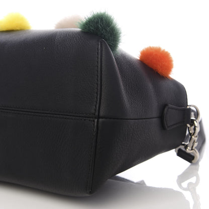 Fendi Vitello Dolce Mink Fur Pom Pom Medium By The Way Boston Bag Black Multicolor 6 of 8