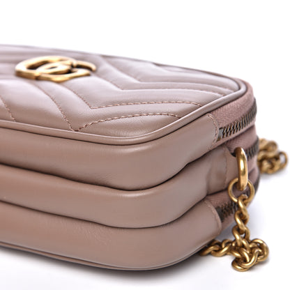 Gucci Calfskin Matelasse Mini GG Marmont Chain Crossbody Bag Porcelain Rose 11 of 12