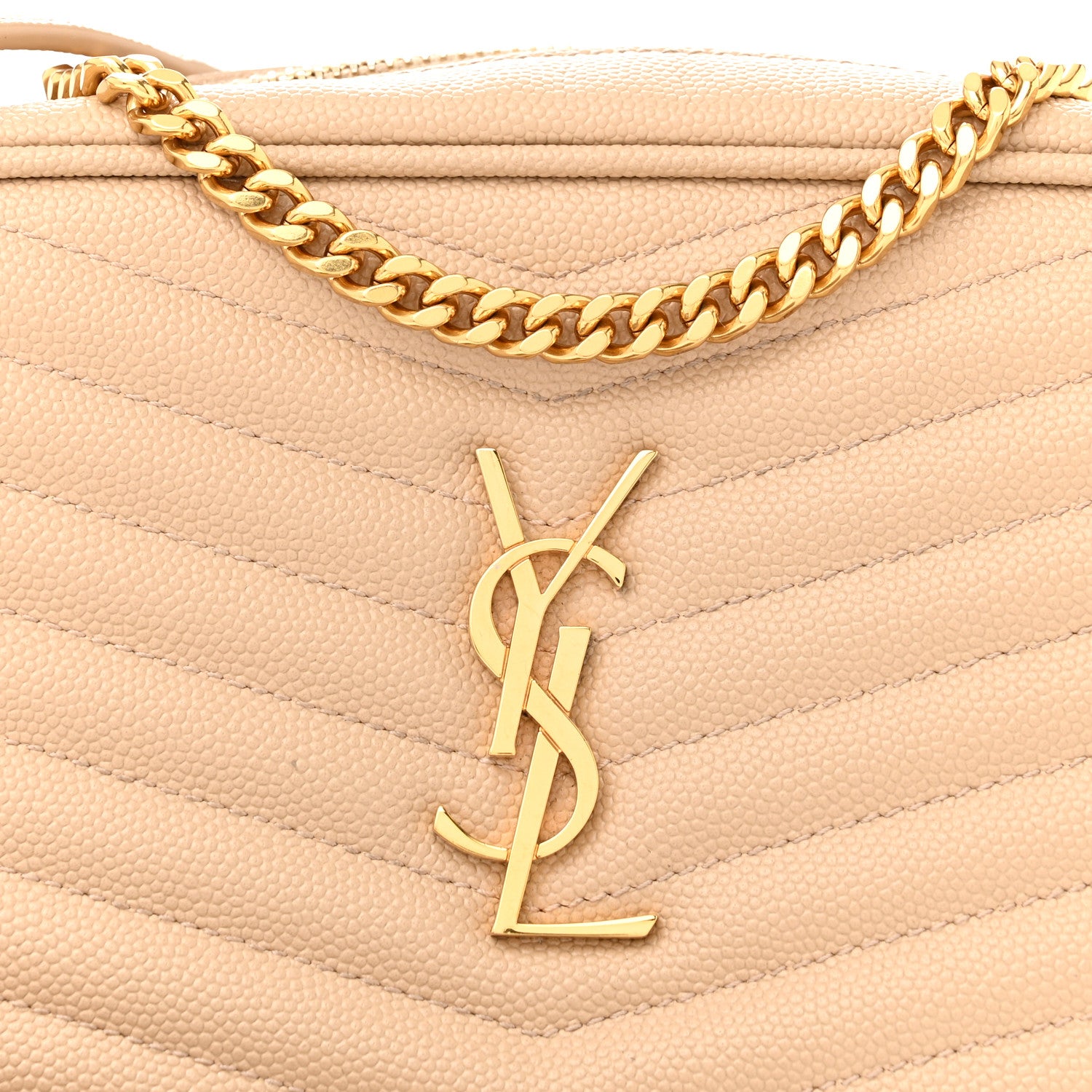 Saint Laurent Grain De Poudre Matelasse Monogram Mini Lou Camera Bag Dark Beige 8 of 12