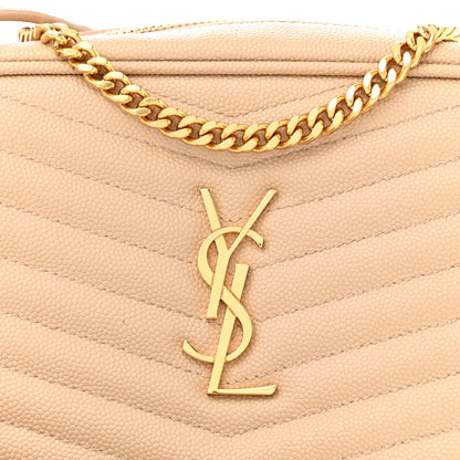 Saint Laurent Grain De Poudre Matelasse Monogram Mini Lou Camera Bag Dark Beige 8 of 12