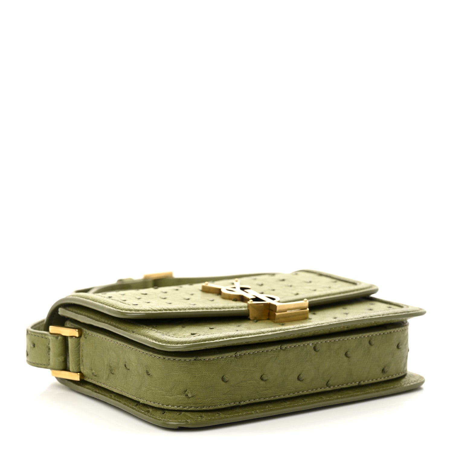 Saint Laurent Ostrich Small Solferino Satchel Vert Olive 4 of 11