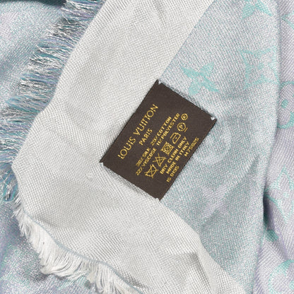 Louis Vuitton Silk Cotton Shine Monogram Shawl Turquoise 3 of 3