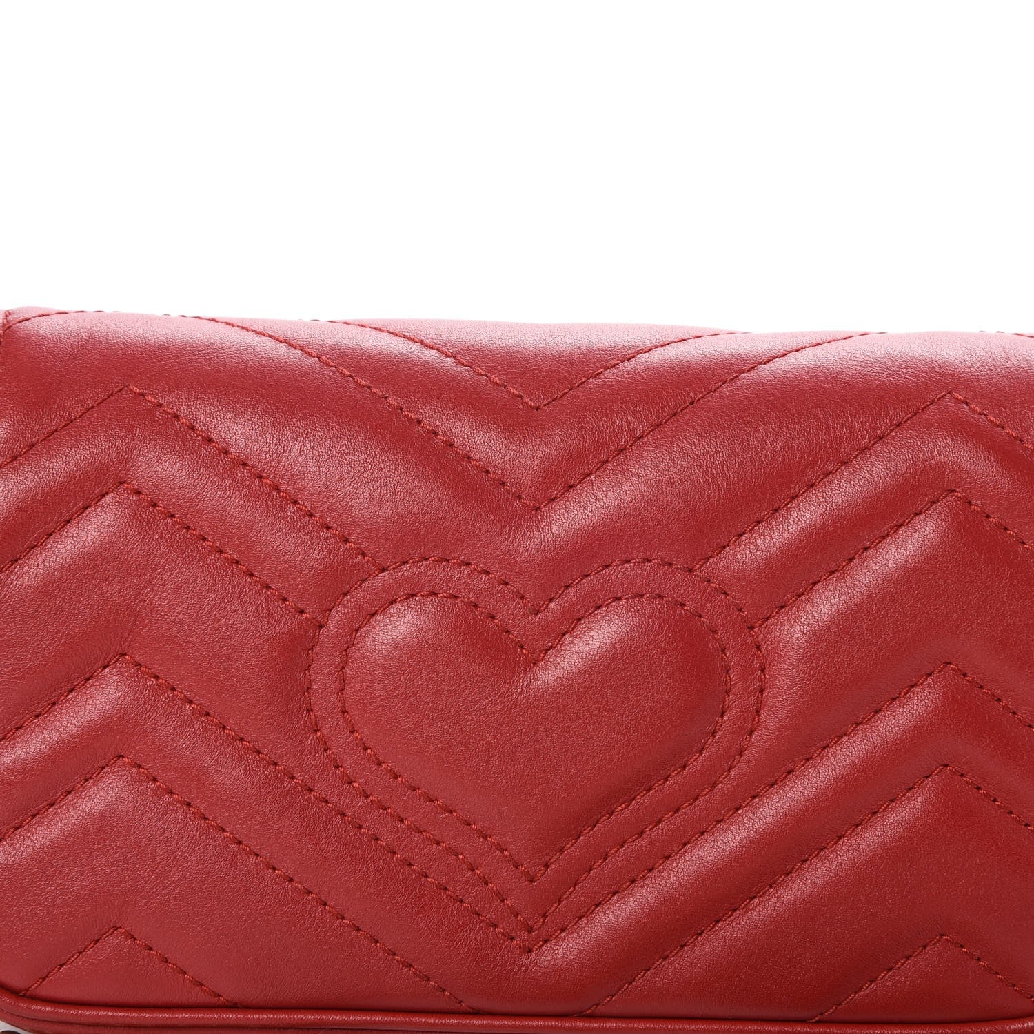 Gucci Calfskin Matelasse Super Mini GG Marmont Shoulder Bag Hibiscus Red 5 of 9