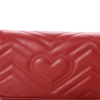 Gucci Calfskin Matelasse Super Mini GG Marmont Shoulder Bag Hibiscus Red 5 of 9