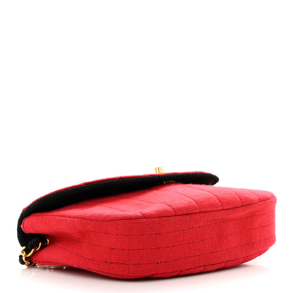 Chanel Jersey Vertical Quilted Half Moon Chain Flap Red 4 of 9