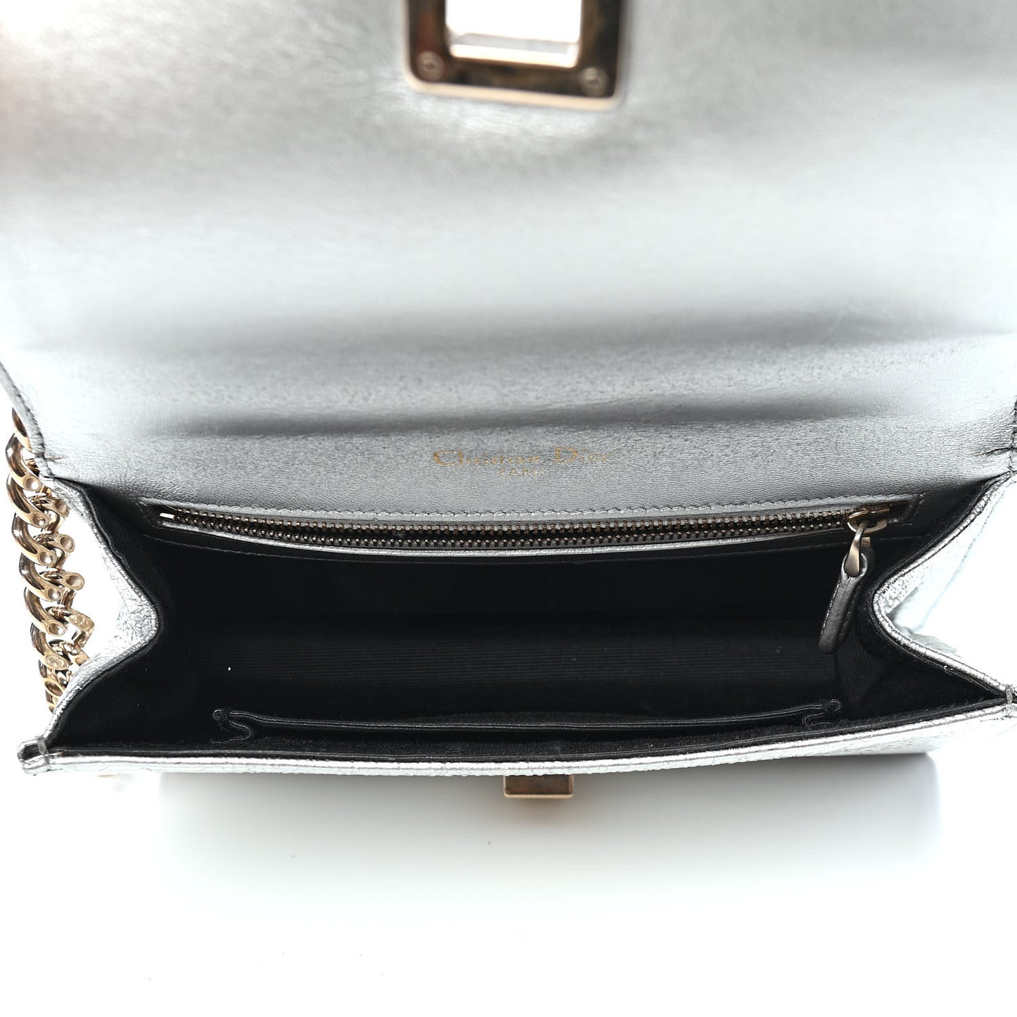 Metallic Ceramic Effect Deerskin Small Diorama Flap Bag Silver