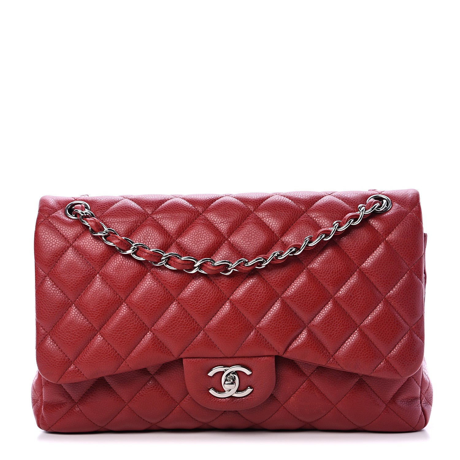Chanel Caviar Quilted Jumbo Double Flap Red 1 of 10