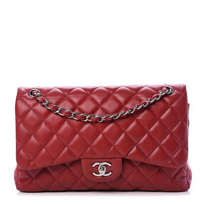 Chanel Caviar Quilted Jumbo Double Flap Red 1 of 10