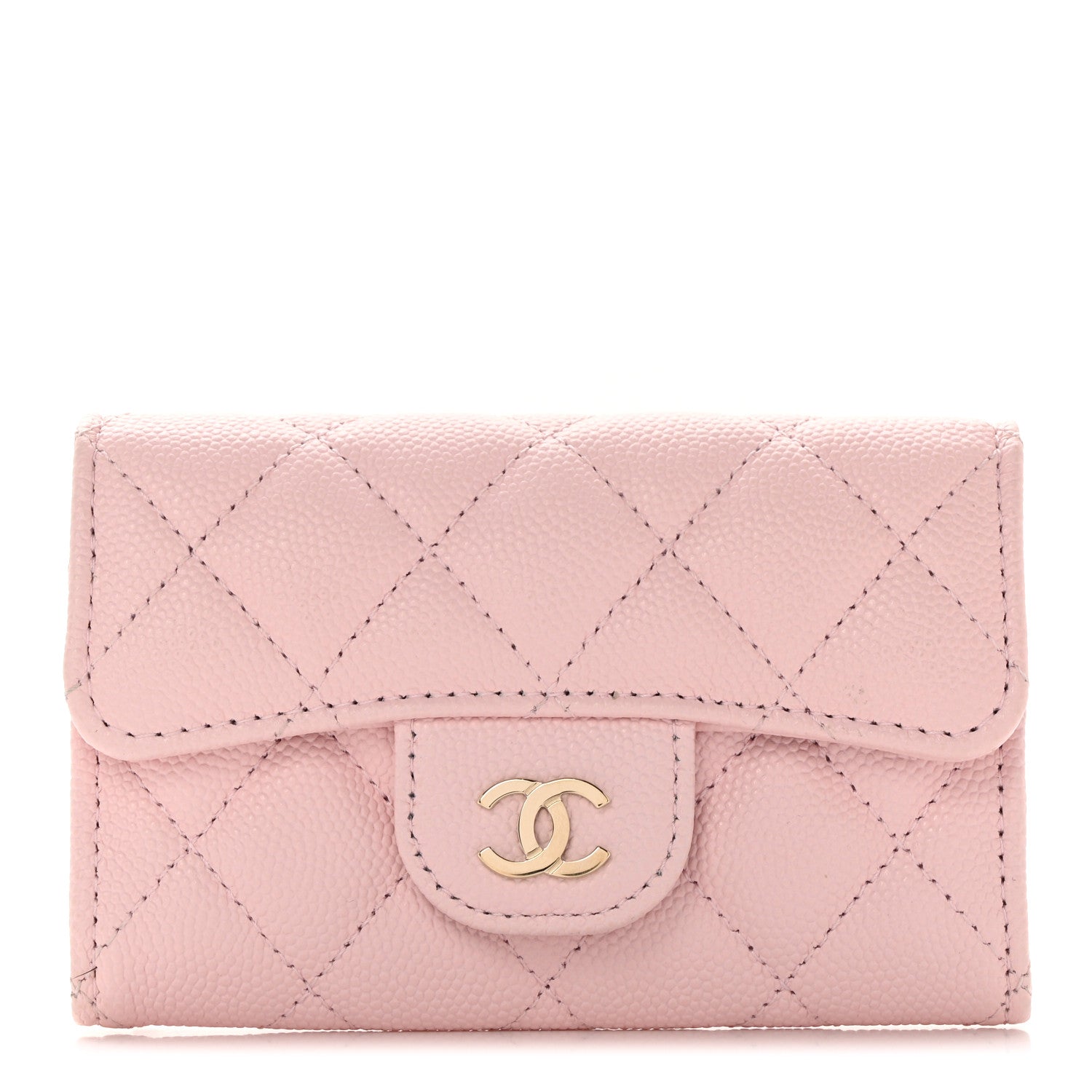 Chanel Caviar Quilted Flap Card Holder Wallet Light Pink 1 of 8