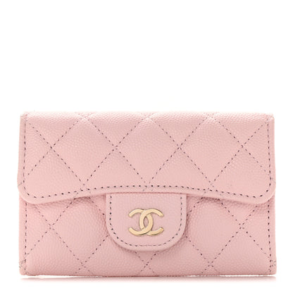 Chanel Caviar Quilted Flap Card Holder Wallet Light Pink 1 of 8