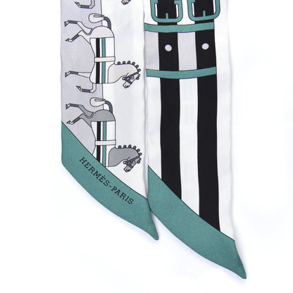 Hermes Silk Rocabar Twilly White Gris Perle Menthe 2 of 4