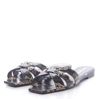 Saint Laurent Snakeskin Tribute 05 Slide Sandals 37 Moro 3 of 9