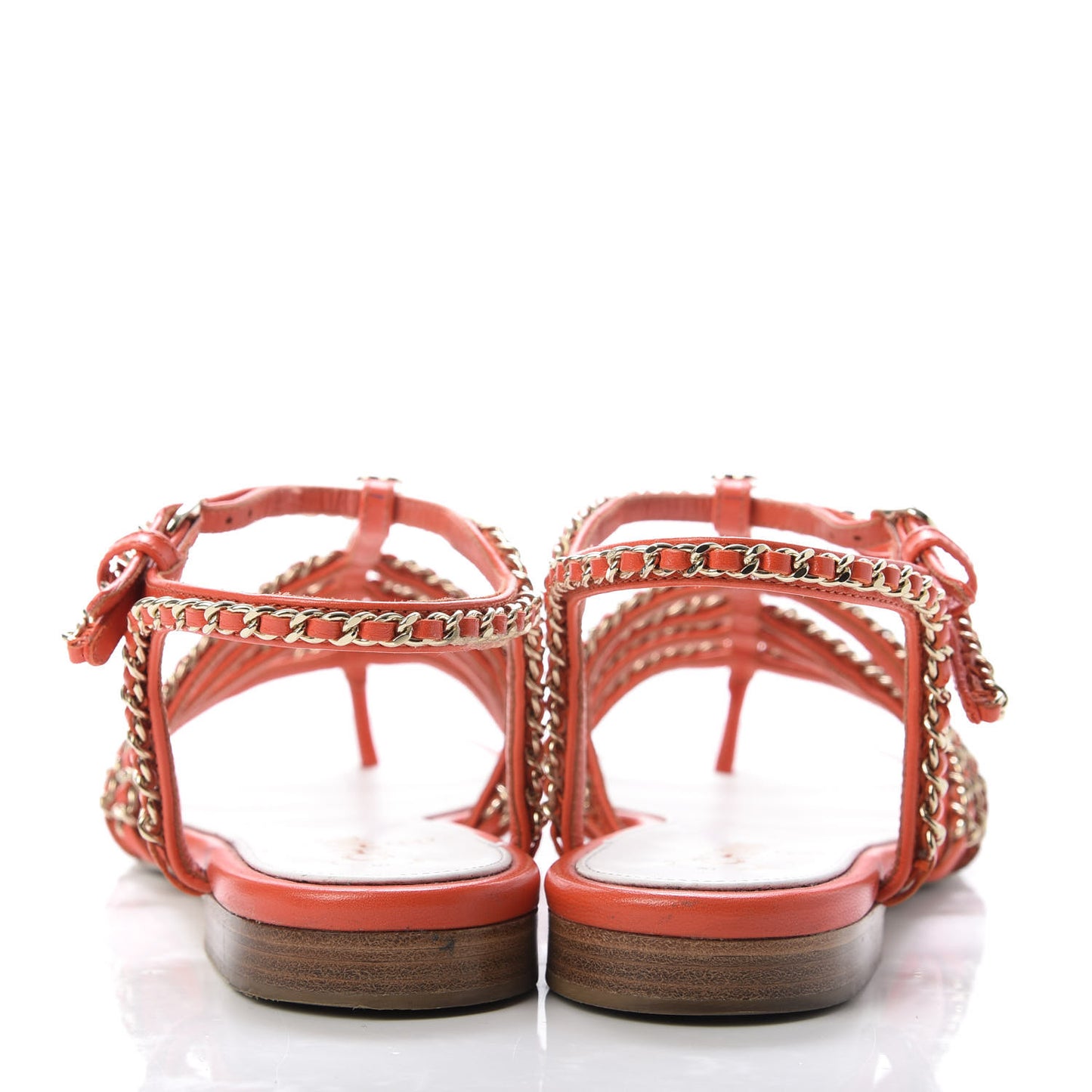 Kid Chain CC Logo Thong Sandals 39 Orange