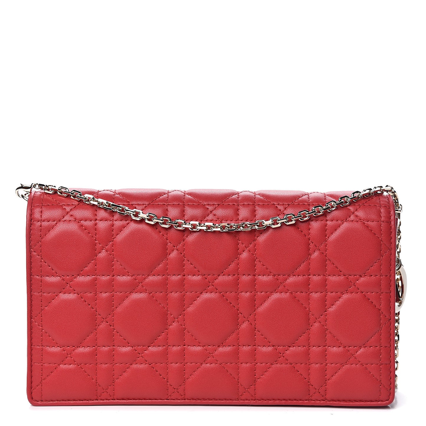 Lambskin Cannage Lady Dior Clutch Red