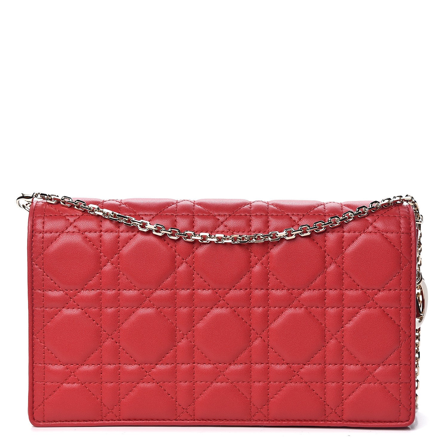 Christian Dior Lambskin Cannage Lady Dior Clutch Red 1 of 12