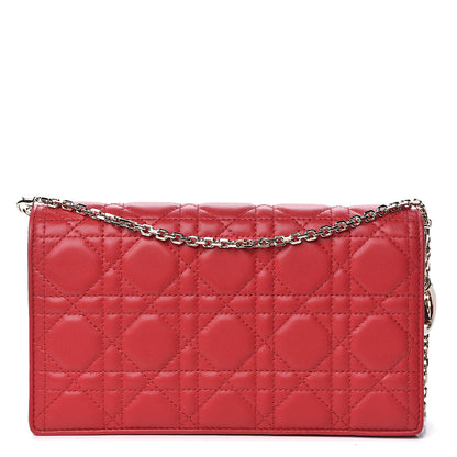 Christian Dior Lambskin Cannage Lady Dior Clutch Red 1 of 12